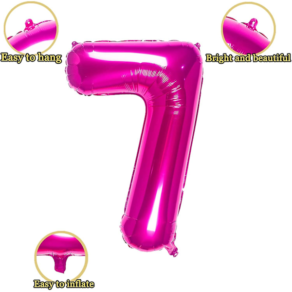 32 Tums Rosa Nummer 2 Ballonger Folieballong Digital Födelsedagsfest Dekoration Tillbehör (Rosa Nummer 2 Ballong)