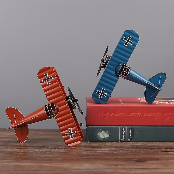 Lentokonemallit Vintage rautametallilentokone Käsityö valokuvarekvisiittiin Lasten lelu Kodinsisustus Koriste työpöydän koristelu (punainen)