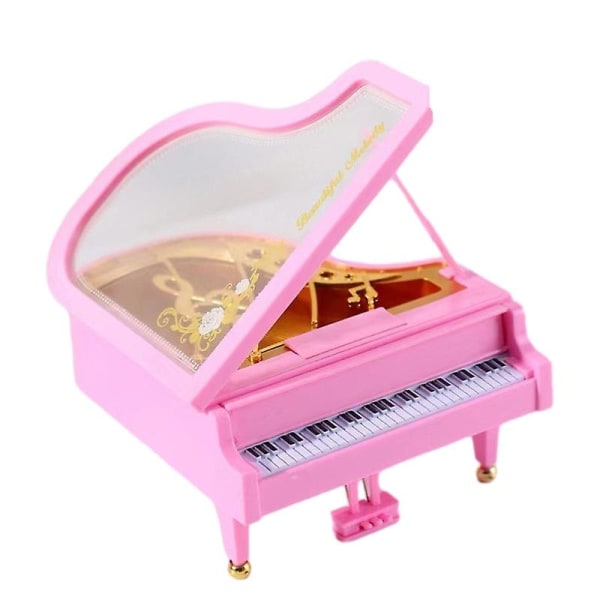 Tanssityttö Piano Music Box Pyörivä balettimusiikkilaatikko Ystävänpäivän luova syntymäpäivälahja (vaaleanpunainen)