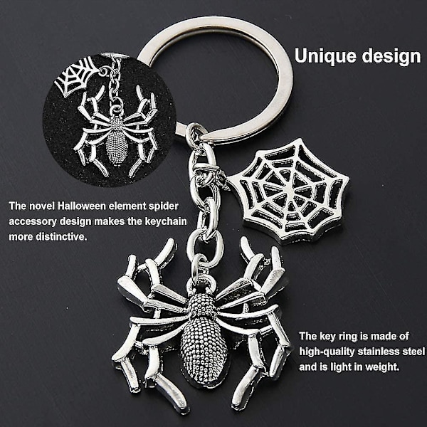 Halloween Edderkop Nøglering, Retro Horror Edderkop Vedhæng Nøglering Halloween Ornament Nøglering Kreativ Gave (2stk)