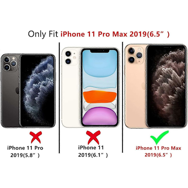 iPhone 11 Pro Max Skal - Klar Design, Militärklass Robust Skal med Trendigt Utseende för Kvinnor och Flickor, Stötsäker Bumper Skyddande Skal Holograf