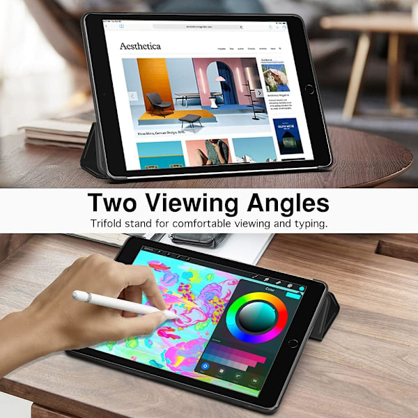 Fodral för iPad 9/8/7:e generationen 2021/ 2020/2019, Mjuk genomskinlig TPU-frostad baksida Slim iPad 10,2 tum fodral med stativ, automatisk väckning/sömn (D)
