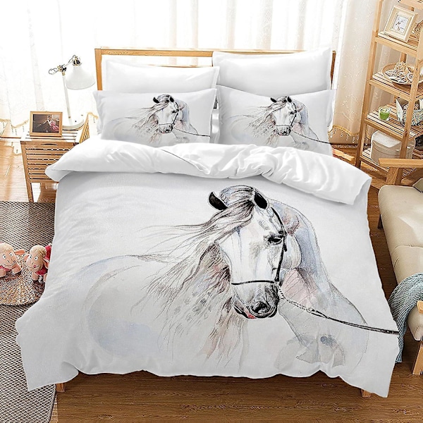 3D Digitaltryck Cartoon Häst Pegasus Örngott Täcke Täcke Sängkläder Tredelad Set FM21 180*200cm -ZHENV（180*200cm）
