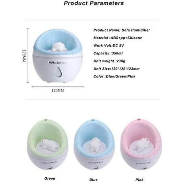 Cotree USB Liten Soffa Luftfuktare, Mini Cool Luftfuktare 350ml Vattenvolym, One Touch Avstängning För Hemmakontor Sovrum (rosa) Rosa -