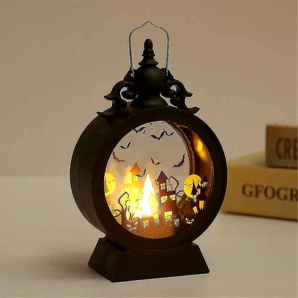 Halloween koristeellinen tyyli lamppu Retro pyöreä kannettava lamppu LED sähköinen kynttilä