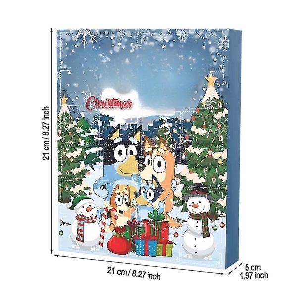 2023 Christmas Bluey adventskalender, Xmas 24-dagers nedtellingskalendere, 24 stk Søt tegneserie Bluey Puppy Figures Dukke Xmas Strømpestopper Funny Kids G