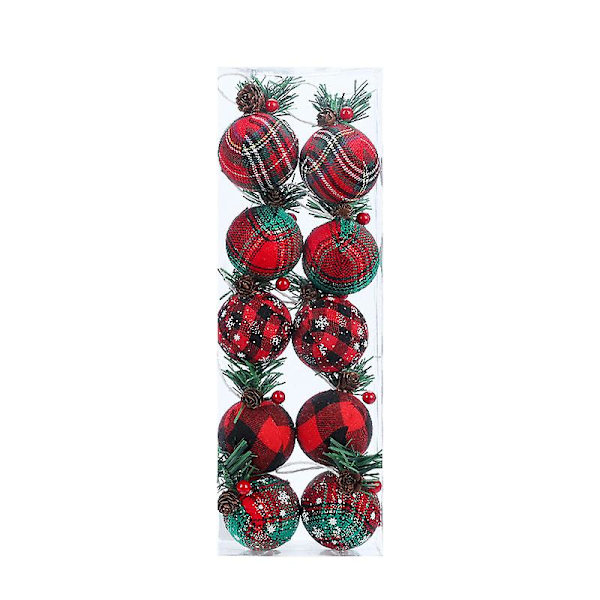 5 cm julgranskulor i rustikt stil, 10-pack