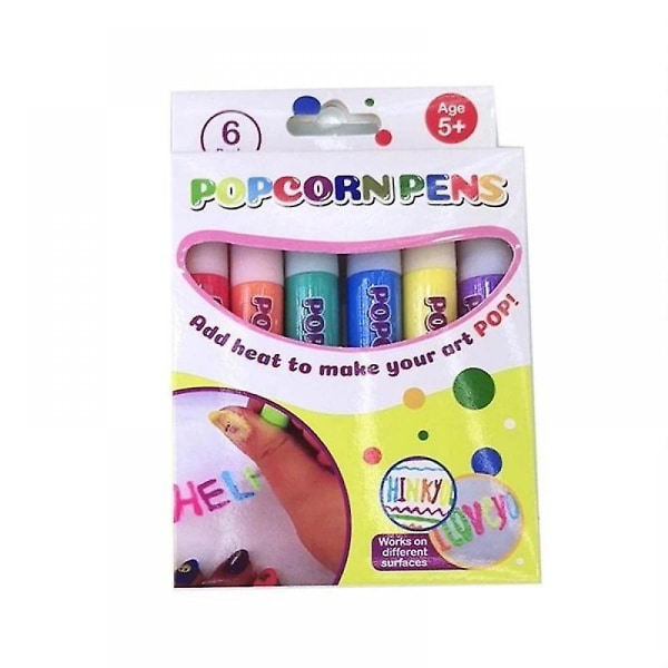 Magic Popcorn kynät, Magic Puffy kynät, 3D Color Magic Diy Bubble Popcorn -piirustuskynät, Art Safe Pen -yhteensopivia syntymäpäiväkortteja (1 laatikko)