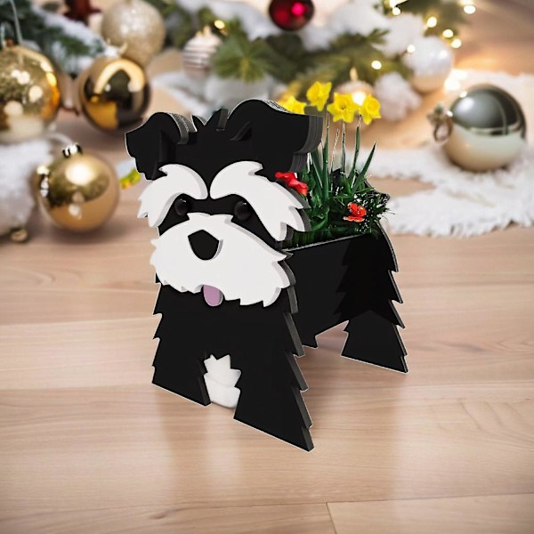 Schnauzer Svart Hund Planter, 2022 Djurformad Sukkulenter Planter Högkvalitativ Söt Hunddesign Utomhus Växtförvaring, 13.78 X 9.84 Tum