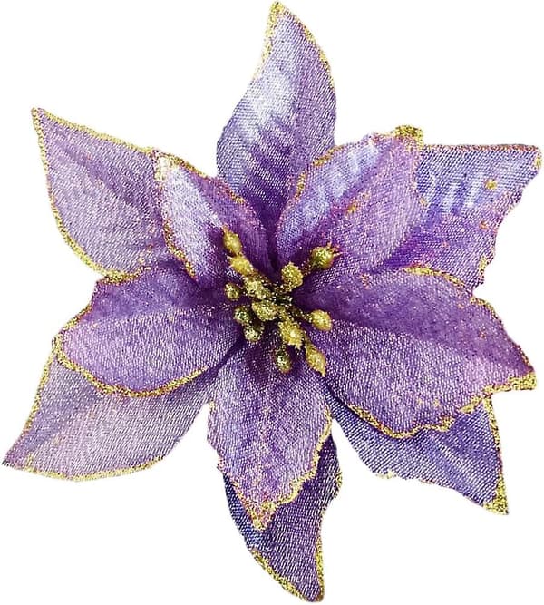 Julglitter Poinsettia Julgranspynt Pack om 12 (lila)