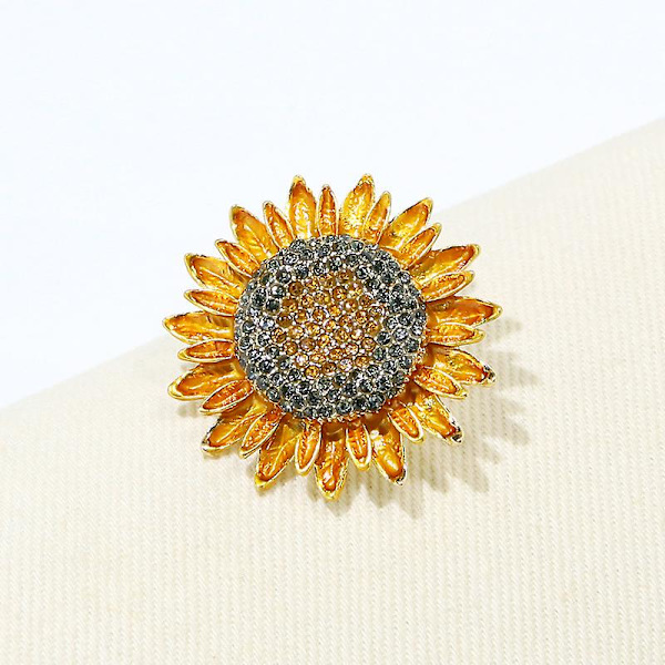 WABJTAM Rhinestone Auringonkukka Rintaneula Naisille Miehille Kultapinnoitettu Muoti Söpö Emalin Daisy Kukka Lehti Rintaneulat Rintaneula Elegantti Mekko Asuste