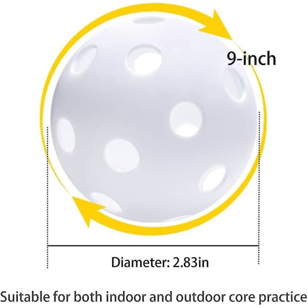 12-pakningsbaseballøvelsesbaseballer i plast for å slå, innendørs utendørs lettvektsballer