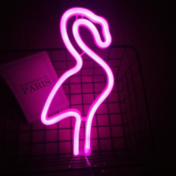 1 stk. Neon Flamingo Neon Lys Bord Dekoration Flamingo Neon Væg Dekoration Led Neon Lys USB eller Batteridrevet Pink Natlys Til Dekoration