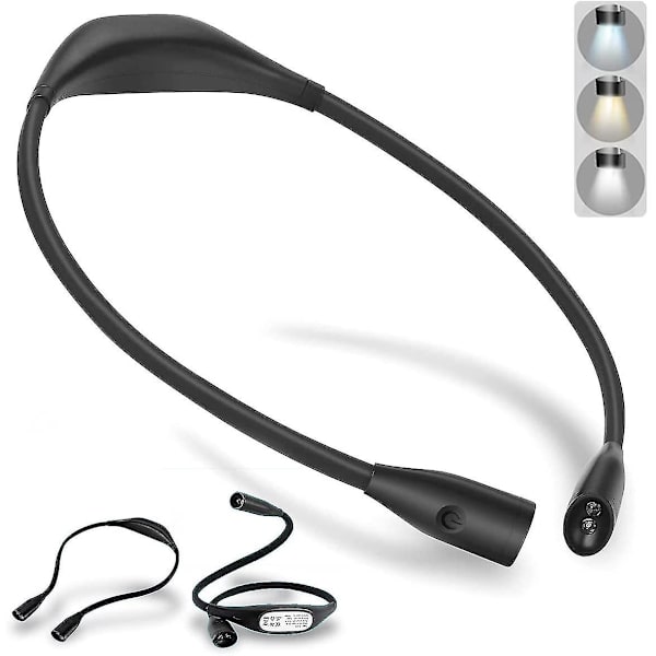 Led Halsläslampa Boklampa Uppladdningsbar, 4 Leds Läslampa Med 3 Justerbara Färgtemperaturer Och Justerbar Ljusstyrka, Flexibel Arm, Usb C