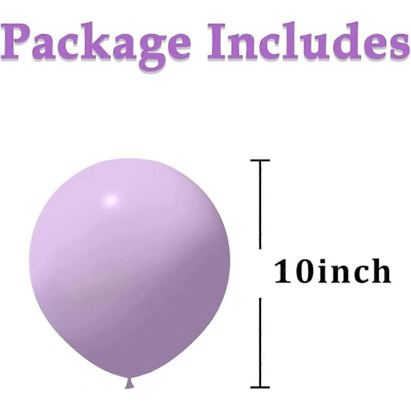 Lila Ballonger 100-pack 10 tum Lila Latexballonger Macaron Pastellballonger för Alla hjärtans dag Bröllop Förlovning Festival Jubileum Dusch Födelsedag