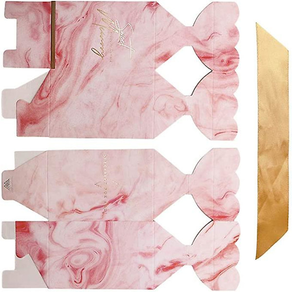 20 st godisaskar i papper DIY med guld band för bröllop, babyshower, födelsedagsfest (2,28 x 3,46 x 5,71 tum, rosa och vit) (marinblå rosa)