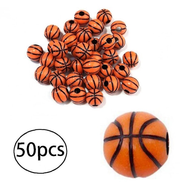 50 st Acrylic Basketbollpärlor med Hål för Armband, Halsband, Nyckelringar