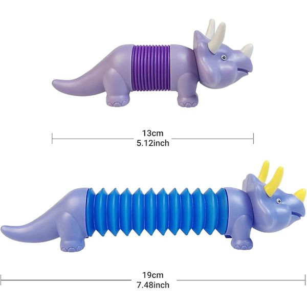 Pop Tubes Fidget Pop Tubes Fidget Tubes För Ångestlindring Leksaker Stressavlastande Leksaker Sinnesleksaker För Barn Och Vuxna (Triceratops)