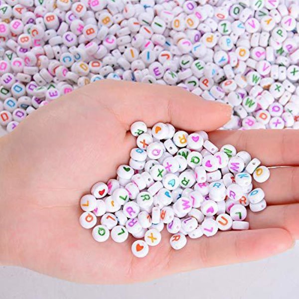 1200 st runda akryl alfabetpärlor 4x7mm pärlor för att göra armband nyckelringar (flerfärgad)