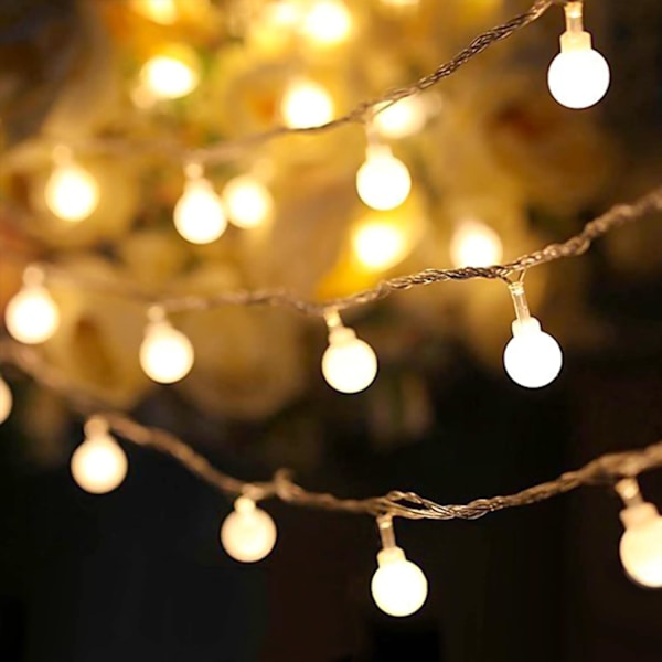 Globe Lyslenke 10m 80 LED, Innendørs/Soverom, Utvidbar Utendørs Dekorativ Belysning for Julepynt, Patio, Bryllup, Varmt Hvit, Ingen Fjernkontroll