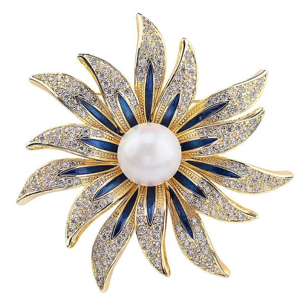 Brosje Pin for Women Fashion Gold Flower Heart Rhinestone smykker