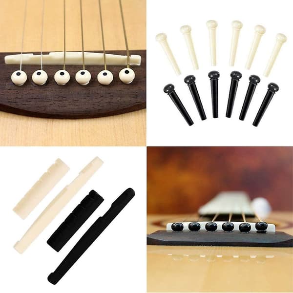 Tillbehörssats för akustisk gitarr - Gitarrsträngar, Verktyg för byte, Inkluderar akustiska gitarrsträngar, Plektrum, Capo, Strängvindare, Bryggpinnar, P