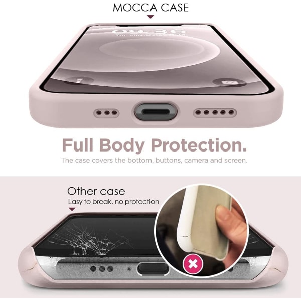 För iPhone Case med Ring Ställ - Flytande Silikon Phone case rosa iPhone 12 promax