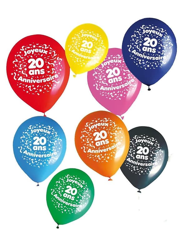 Päck med 8 ballonger 20 år