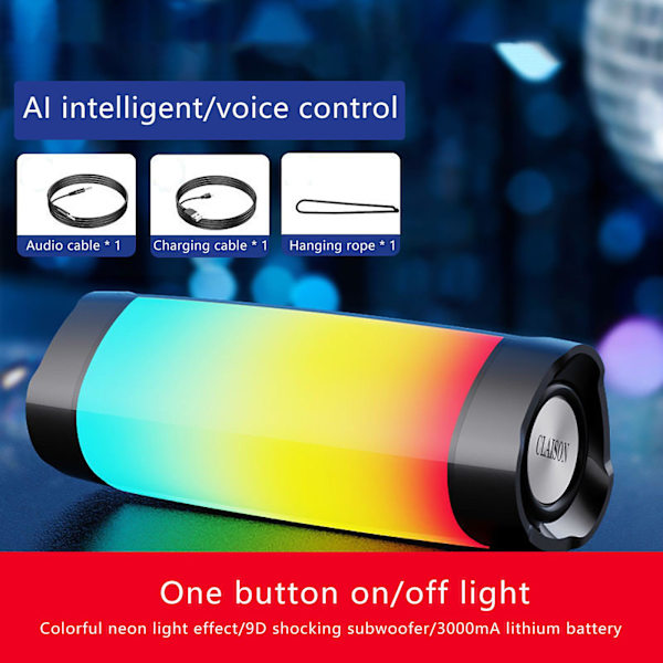 Intelligent trådlös Bluetooth-högtalare färgglad subwoofer hög volym hushåll bärbar kort litet ljud