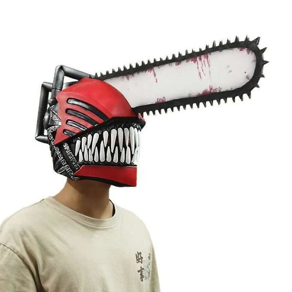 Motorsavsmand Cosplay Mask Horror Hjelm Bloody Pochita Denji Mask Anime Fuld Hovedbetræk Latex Halloween Festrekvisit
