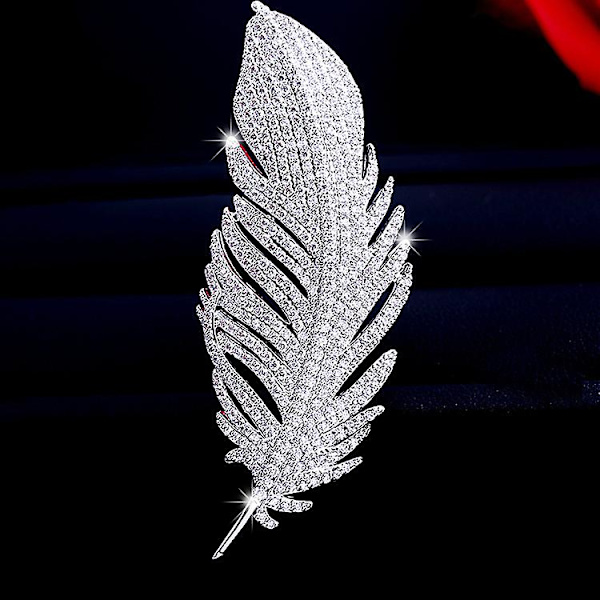 Fjäderbrosch pin för kvinnor män mode kristall delikat blad brosch slag pinnar elegant klänning accessoarer smycken boutonniere corsage bröllop födelsedag