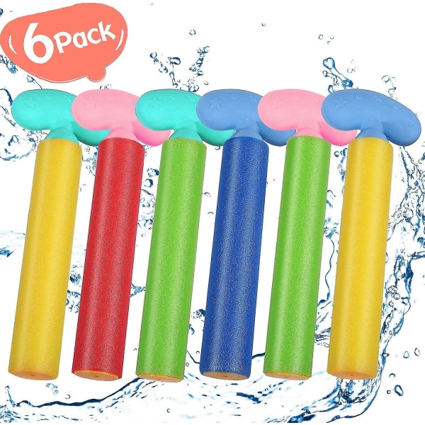6-pakk skumvannblåsersett bassengleker vannpistoler for barn vannpistolblåserskytespill Svømmebasseng utendørs strand lekeleke