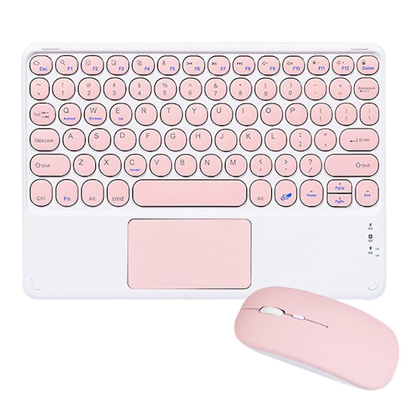 Retro Rund Tablet Bluetooth Tangentbord Mus Set-rosa