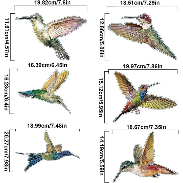 WABJTAM Anti-kolari ikkunatarra 6 kpl Kolibri ikkunatarra Linnut ikkunatarrat Lasitarra Anti-kolari