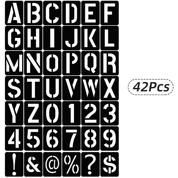 Talvipromootio, 42 kpl uudelleenkäytettäviä pestäviä PP-kirjain- ja numeromalleja maalaamiseen puulle, scrapbookingiin, kankaalle, seinille, oville jne.