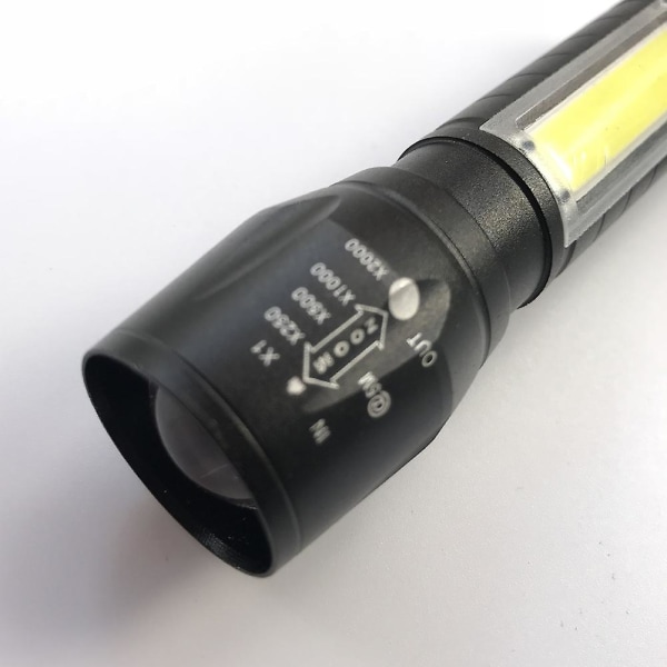 Kannettava superkirkas LED-taskulamppu Taktinen USB ladattava zoomattava taskulamppu kalastukseen retkeilypyörä