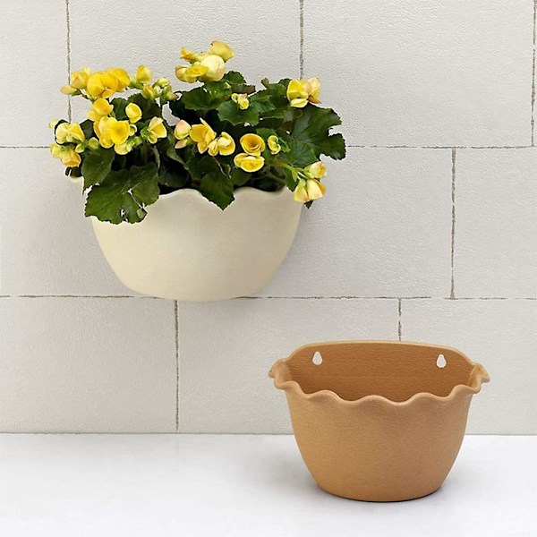 Vägghängande Blomkrukor Halvcirkel Blomkrukor Väggdekor Brun S