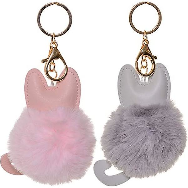 Ghyt Faux Fur Ball Key Chain Ring För Kvinnor Flickor Väska Hänge