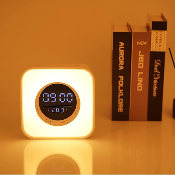 Väckarklocka för Tonåringar, Bluetooth-högtalare Nattlampa LED-lampa med 10 Färgväxlande Ljus, Temperaturvisning, Presentidéer för Tonåringar Flickor Pojkar Barn Sovrum