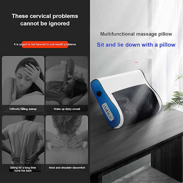 Cervikal massagepude multifunktionel varm komprimering nakkemassager til nakke, talje, ryg - Snngv（rød）