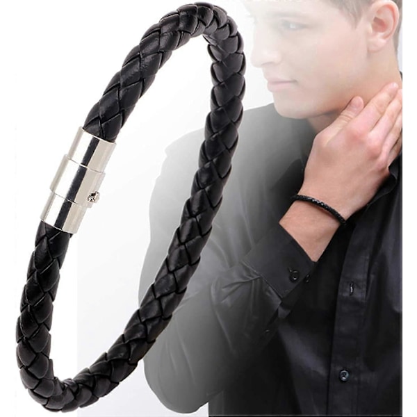 Parbraceletter för par, flätad armband med magnetiskt spänne i konstläder, mångsidig mansarmband för årsdag