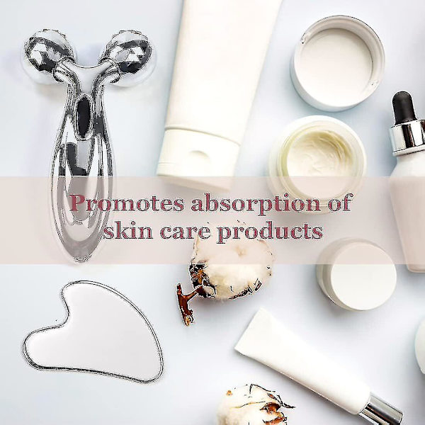 Rostfritt Stål Gua Sha och Ansiktsrulle Set, Gua Sha Ansiktsverktyg, Ansiktsmassagerare(hy)
