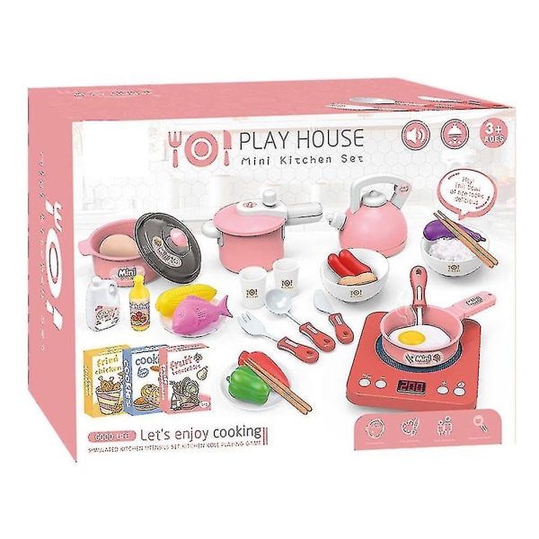 Barnekjøkken Latende Leke Leker Late Spill, Simulering Miniatyr kjøkkenlekesett Lekehus Elektriske kjøkkenleker（rødt）