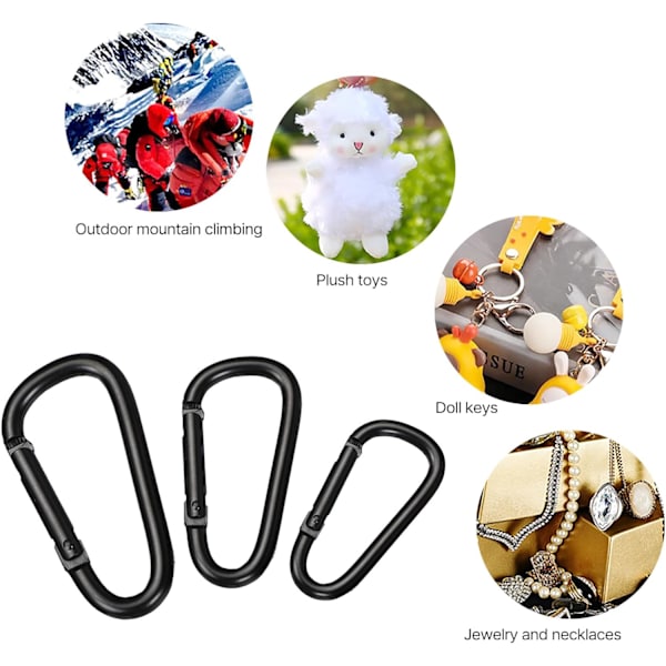 4 stk. Heavy Duty Spring Snap Hook Lille Bjergbestigning Spænde D-ringe Klips Hæklet Klatring Karabiner Nøglering Klips Aluminium Legering Klatring (66x35mm)