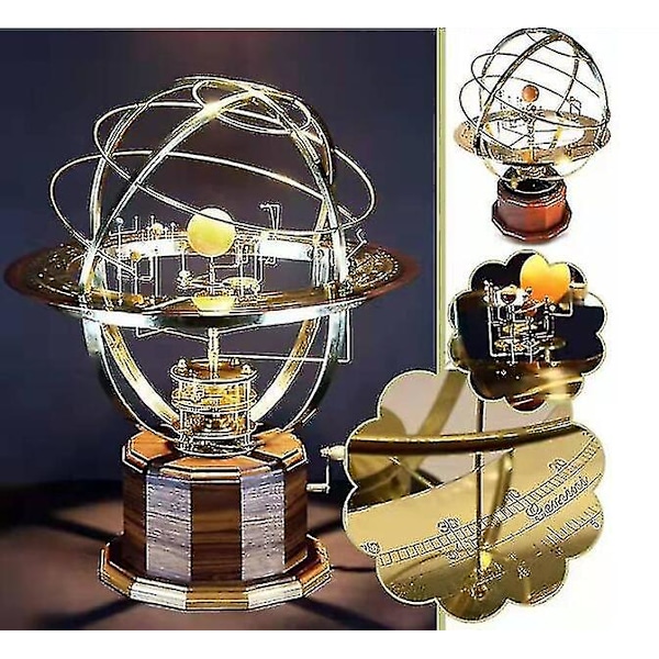 Stor Solsystem Orrery Modell Roterande Metallprydnad