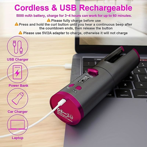 Automaattinen hiusten kiharrin USB Automaattinen kiharrin laiska hiusten kihartaja (harmaa)