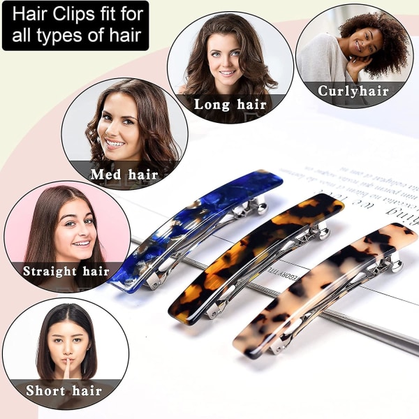 3 st hårspännen för kvinnor Sköldpaddsskal Cellulosaacetat Spännband Små franska hårspännen för tunt hår