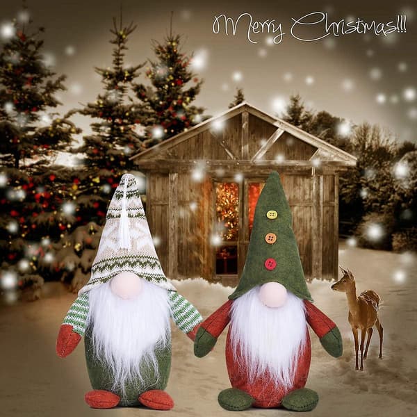 Jultomtar 2-pack, Svensk Tomte Plyschprydnad