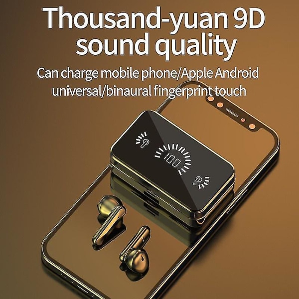Bluetooth kuulokepeili suuri näyttö langattomat binaural-matkapuhelimen kuulokkeet (musta)