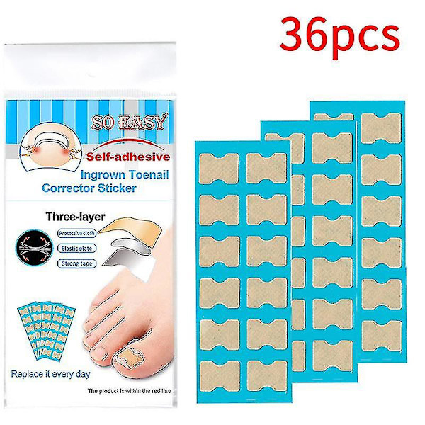 36 st Nagelkorrigerande klistermärken Tånagelplåster Inväxt Paronychia Pedikyrverktyg Tåinlägg Korrigerare Elastisk nagelplåster (36 st)